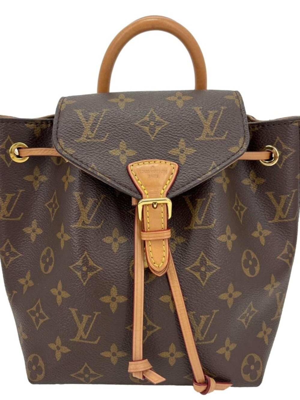 Louis Vuitton Montsouris BB Monogram Canvas Leather Backpack Bag Brown